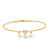 Multiple Hearts with Pink Ball 18K Gold Bracelet