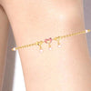 Multiple Hearts with Pink Ball 18K Gold Bracelet