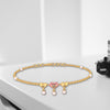 Multiple Hearts with Pink Ball 18K Gold Bracelet