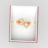 22K Gold Pink Hearts with Diamonds Ring