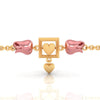 18K Heart Centered Squre with Rose Gold Bracelet