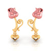 18K Rose with Heart and Kalka Style Gold Earrings