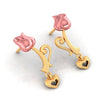 18K Rose with Heart and Kalka Style Gold Earrings