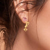 18K Rose with Heart and Kalka Style Gold Earrings