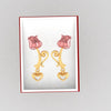 18K Rose with Heart and Kalka Style Gold Earrings