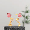 18K Rose with Heart and Kalka Style Gold Earrings