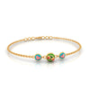 18K gold bracelet featuring three distinct heart-shaped patterns