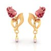 18K gold earrings with a rose flower design  