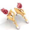 18K gold earrings with a rose flower design  