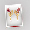 18K gold earrings with a rose flower design  