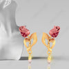 18K gold earrings with a rose flower design  