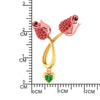 18K gold necklace with stone-studded double tulips and a heart drop 