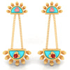 18K gold earrings with magnificent sunrise shaped design 