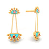 18K gold earrings with magnificent sunrise shaped design 