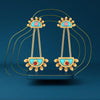 18K gold earrings with magnificent sunrise shaped design 