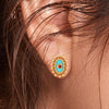 18K sunflower designed gold earrings with a heart in the center 