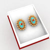 18K sunflower designed gold earrings with a heart in the center 