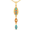 18K gold pendant with exquisite enameling on connected droplet design  