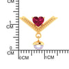 18K Gold Necklace With Heart Motif Set On A V Shape And Pearl Dangler