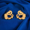 18k (750) Gold Earrings With Floral Stud Design And Swirl Detail