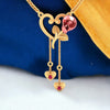 18K Gold Necklace With Rose Of Love Design And Heart Shaped Danglers