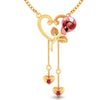 18K Gold Necklace With Rose Of Love Design And Heart Shaped Danglers