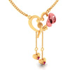 18K Gold Necklace With Rose Of Love Design And Heart Shaped Danglers