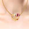 18K Gold Necklace With Rose Heart Motif