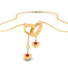 18K Gold Necklace With Heart Shaped Designs And Embedded Stones