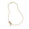 18K Gold Necklace With Rose In A Ribbon Motif And Pearl Danglers