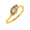 Triangular Flower Bud Design Diamond Studded Unique 18KT Gold Ring