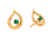 18KT Green Stone Studded Beautiful Gold Stud Earring 