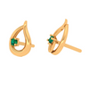 18KT Green Stone Studded Beautiful Gold Stud Earring 