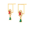 Classy Green & Red Stone Studded Gold Earrings