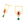 Classy Green & Red Stone Studded Gold Earrings