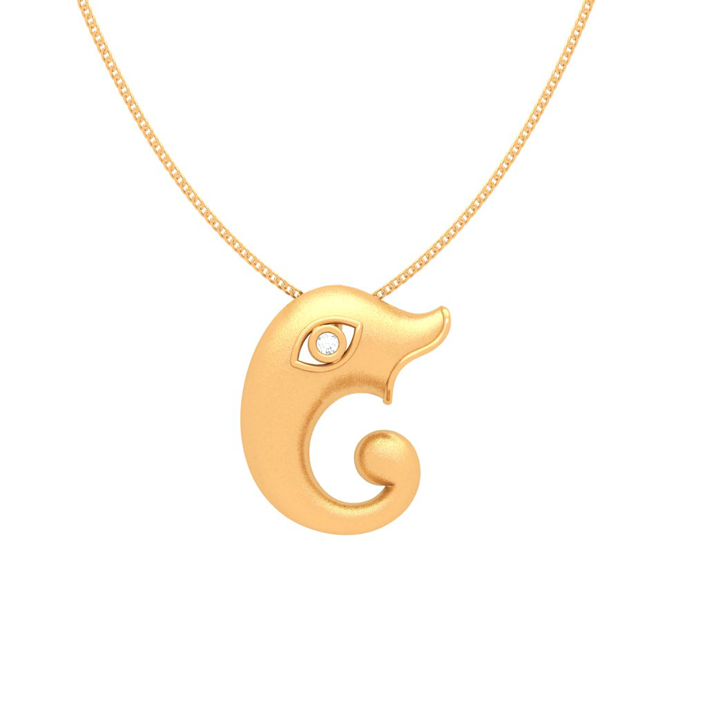 18K Lord Ganesh Gold Pendant Bejeweled With Brightly-Cut Diamond  from Us