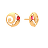 Dainty 18k Lord Ganesh Gold earrings With Red Gem Design For You