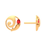 Dainty 18k Lord Ganesh Gold earrings With Red Gem Design For You