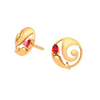 Dainty 18k Lord Ganesh Gold earrings With Red Gem Design For You