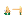 18K Gold And  Diamond Studd Earring With Green Gems From Diamond Collection