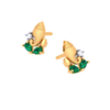 18K Gold And  Diamond Studd Earring With Green Gems From Diamond Collection