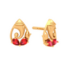 18K  Lord Ganesha Gold Earrings For Women With Red Gemstones 