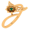 Flower with Green Stone Ring