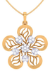 Floral Motif Gold Diamond Pendant Set