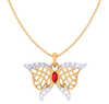 Butterfly Themed Gold Diamond Pendant 