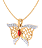 Butterfly Themed Gold Diamond Pendant 