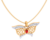 Butterfly Themed Gold Diamond Pendant 