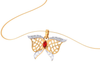 Butterfly Themed Gold Diamond Pendant 