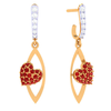 18K Diamond Embossed Red Stone Studded Yellow Gold Earring