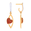 18K Diamond Embossed Red Stone Studded Yellow Gold Earring